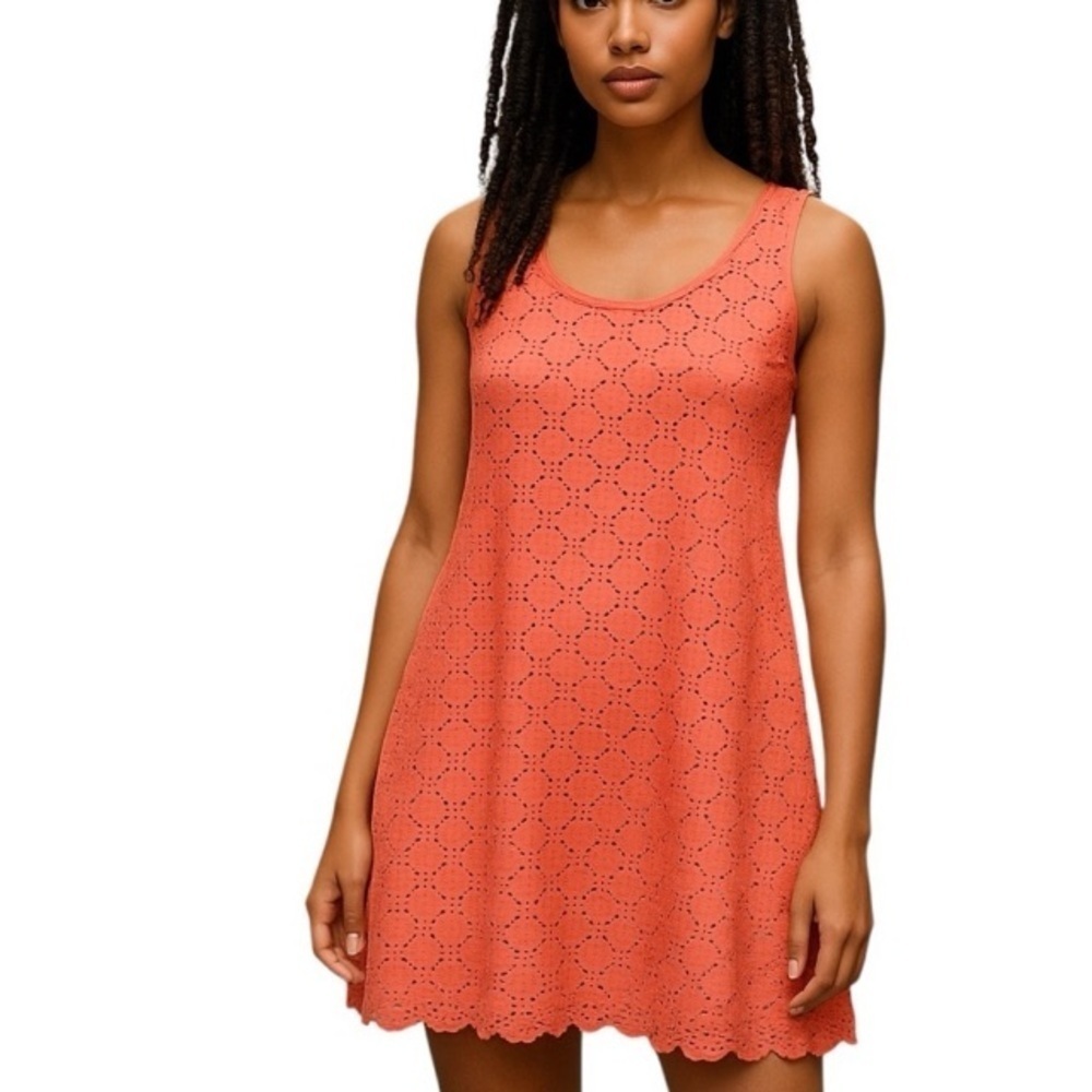 Title Nine Nimblene Dress Orange Lasercut Stretch Outdoor Camping Granola Gorp
